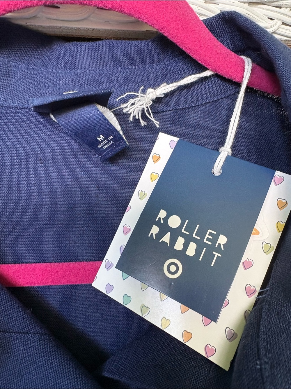 Roller Rabbit Navy Eyelet Cropped Button-Front Top - Picture 4 of 4